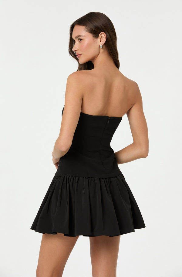Astr The Label Strapless Drop Waist Mini Dress