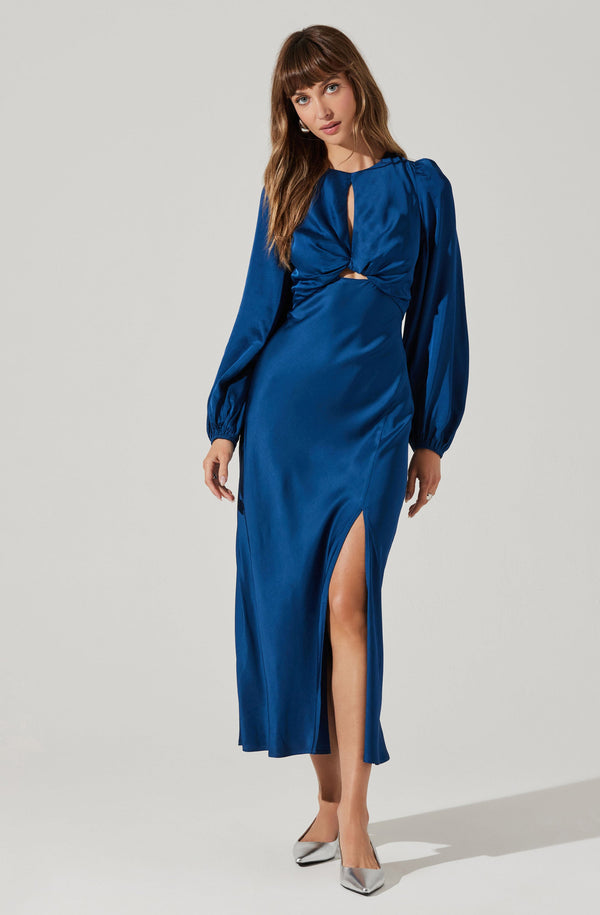 Astr The Label Suzy Satin Cutout Maxi Dress