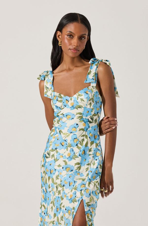 Astr The Label Sweetheart Bow Strap Midi Dress