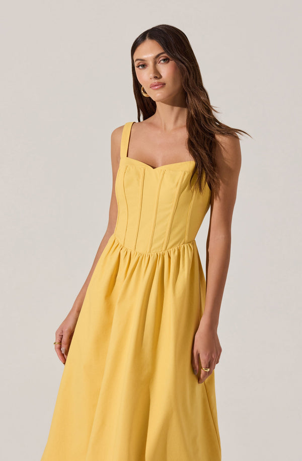 Astr The Label Sweetheart Corset Linen Dress