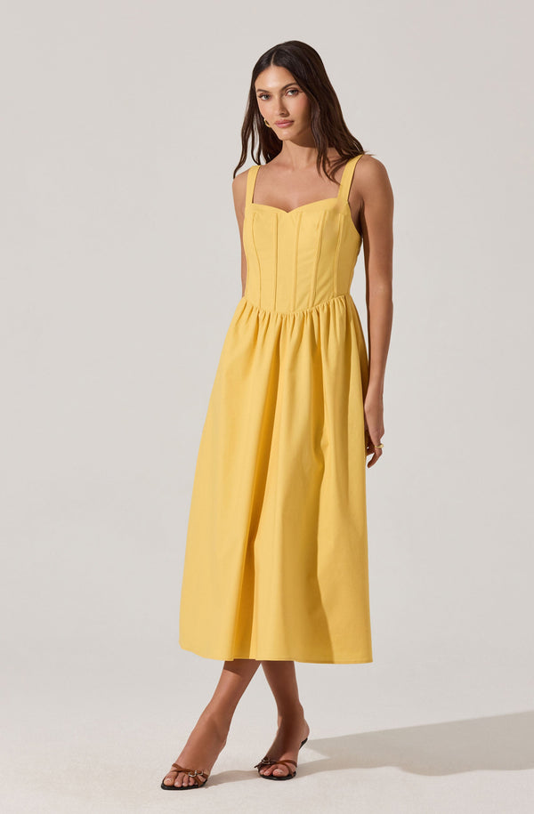 Astr The Label Sweetheart Corset Linen Dress