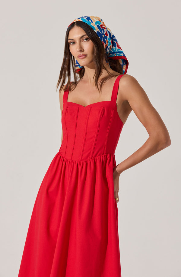 Astr The Label Sweetheart Corset Linen Dress