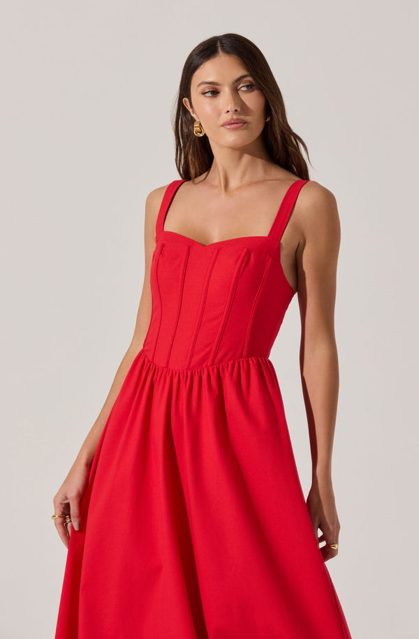 Astr The Label Sweetheart Corset Linen Dress