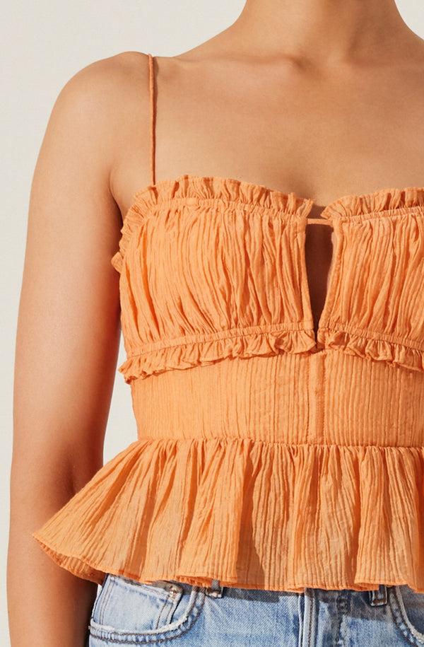 Astr The Label Sylvan Shirred Peplum Top