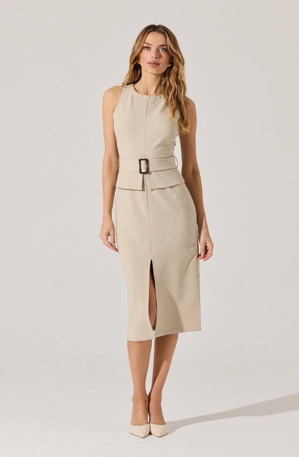 Astr The Label Tailored Belted Midi Dress
