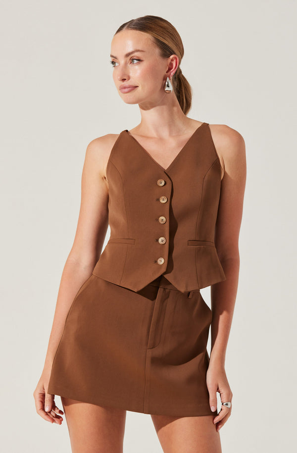 Astr The Label Tailored Button Up V-neck Vest