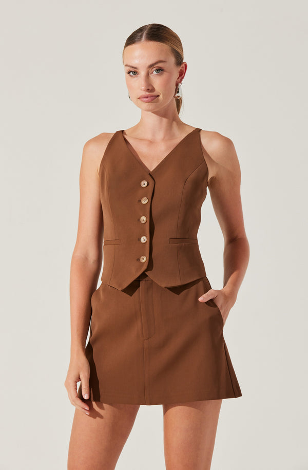 astr the label Tailored Button Up V-neck Vest