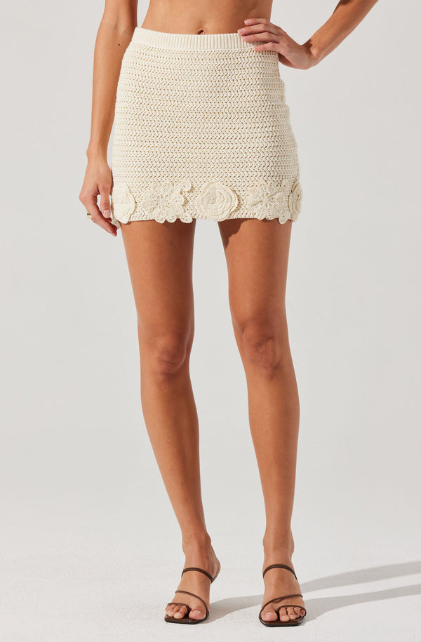 Astr The Label Taimi Crochet 3D Floral Skirt