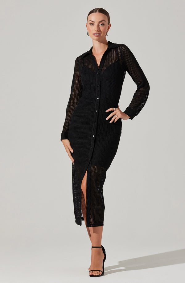 Astr The Label Tawna Open Stitch Midi Dress