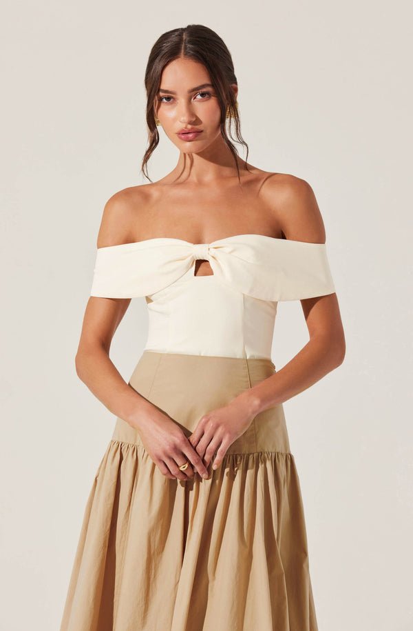 Astr The Label Telayna Off Shoulder Bow Top