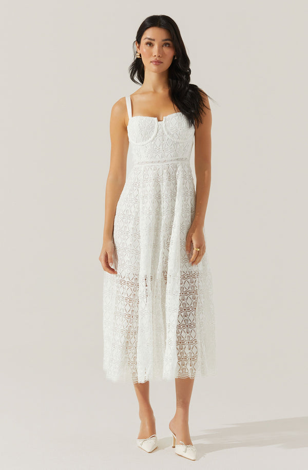 Astr The Label Tenna Lace Bustier Midi Dress