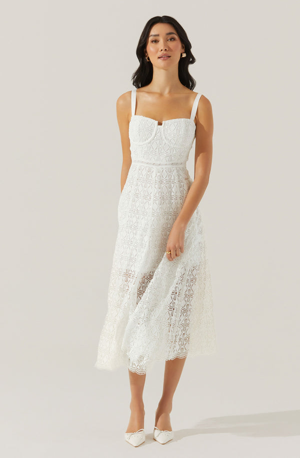 astr the label Tenna Lace Bustier Midi Dress