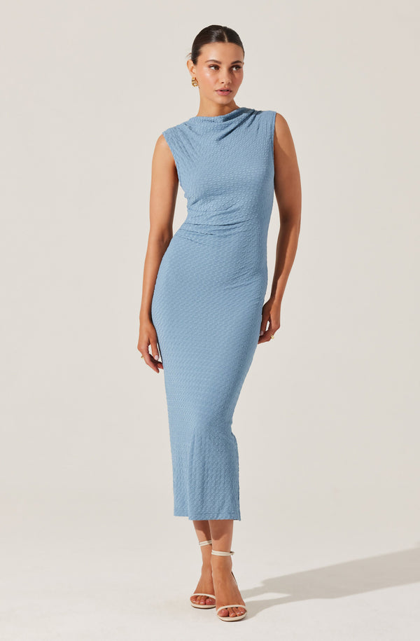 Astr The Label Textured Mock Neck Midi Dress