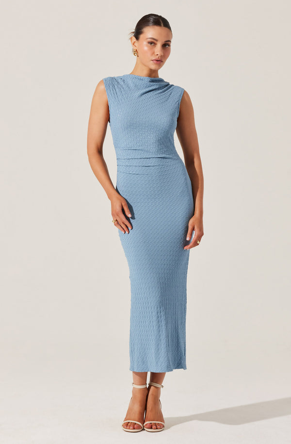 astr the label Textured Mock Neck Midi Dress