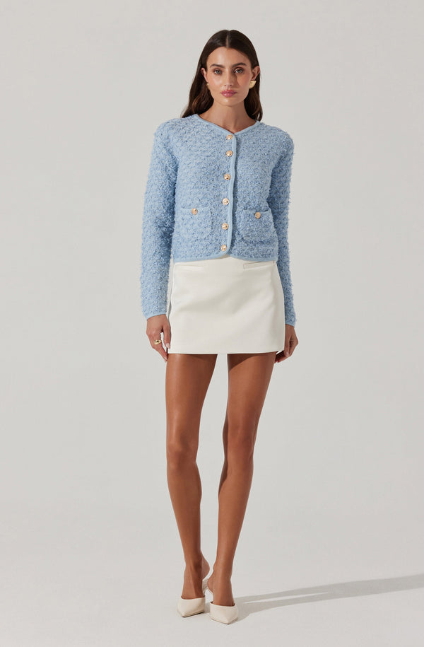 Astr The Label Textured Patch Pocket Cardigan