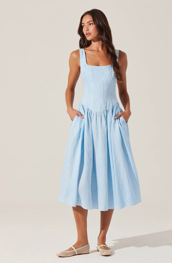 Astr The Label Thierry Linen Midi Dress