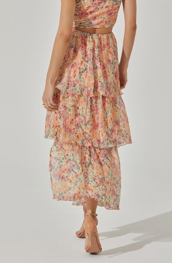 Astr The Label Tiered Plisse Maxi Skirt