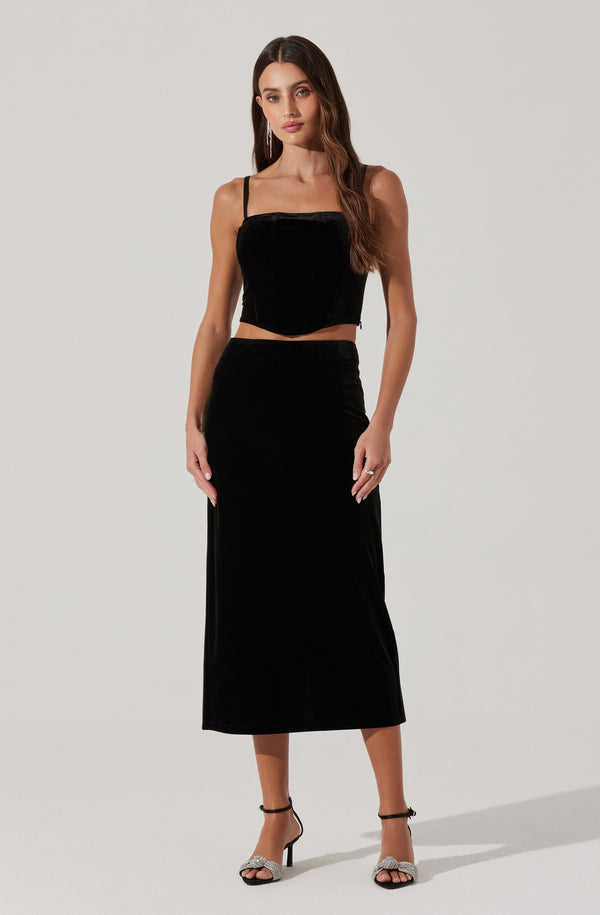 Astr The Label Velvet Bustier Crop Top