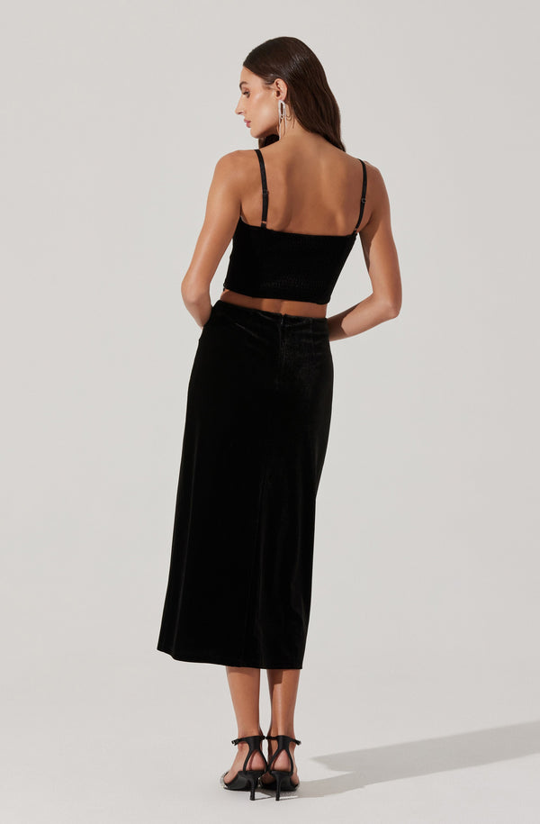 Astr The Label Velvet Bustier Crop Top