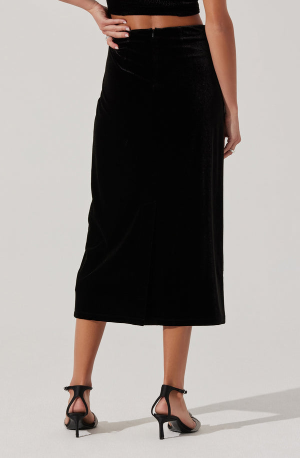 Astr The Label Velvet Midi A-Line Skirt
