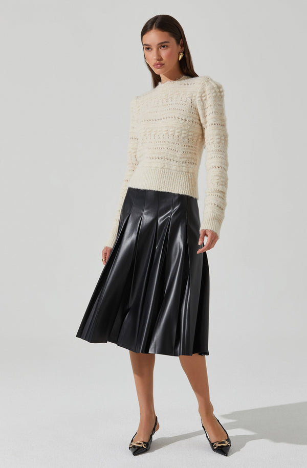 Astr The Label Vena Pleated Faux Leather Skirt
