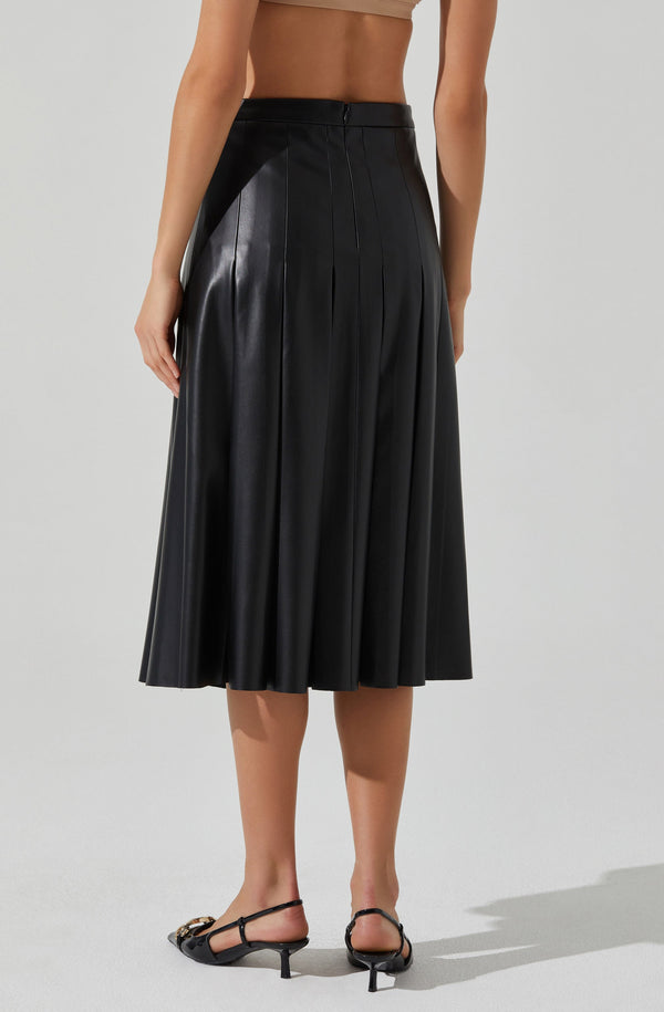 Astr The Label Vena Pleated Faux Leather Skirt