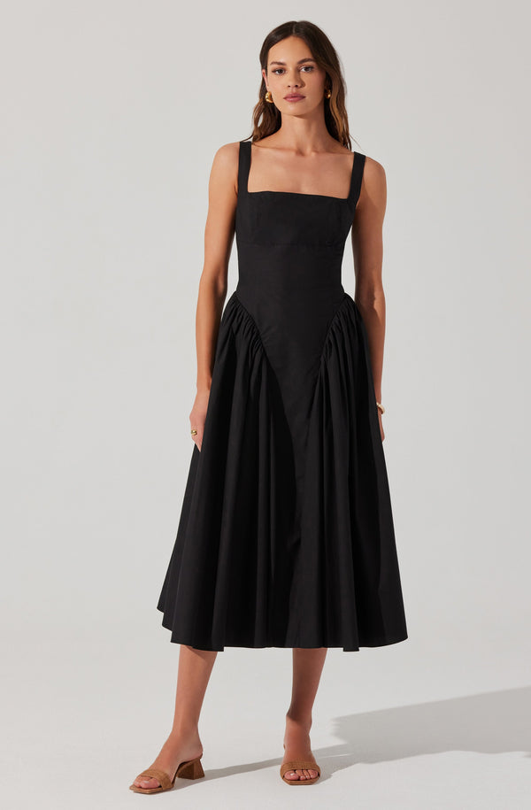 Astr The Label Vinya Poplin Drop Waist Dress