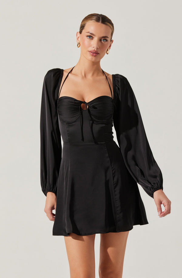 Astr The Label Vivian Satin Halter Mini Dress