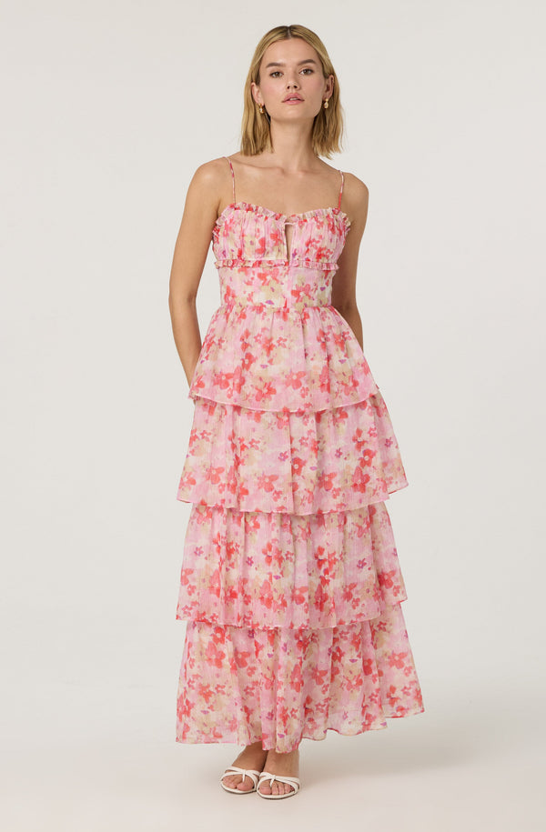 Astr The Label Vonnessa Pleated Tiered Maxi Dress