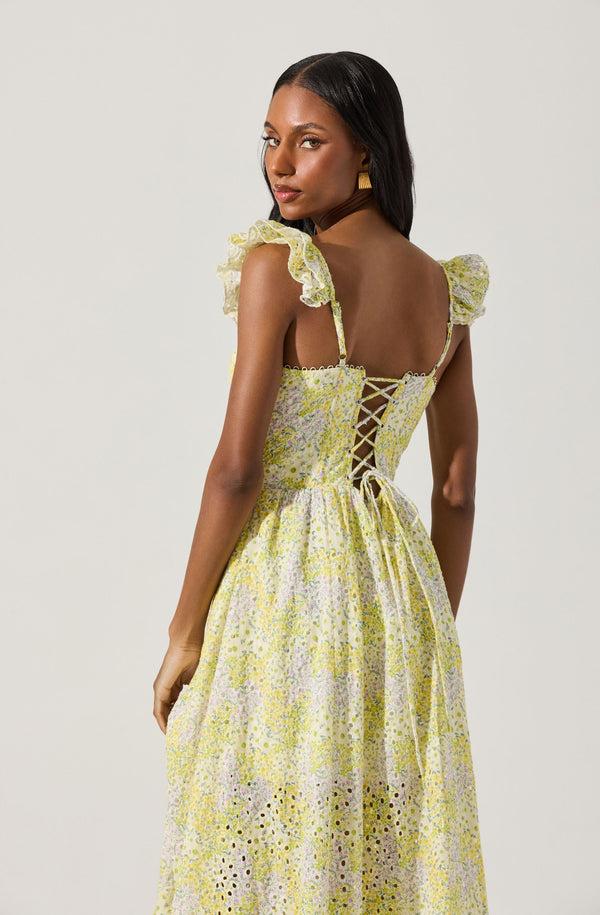 Astr The Label Wedelia Eyelet Bustier Midi Dress