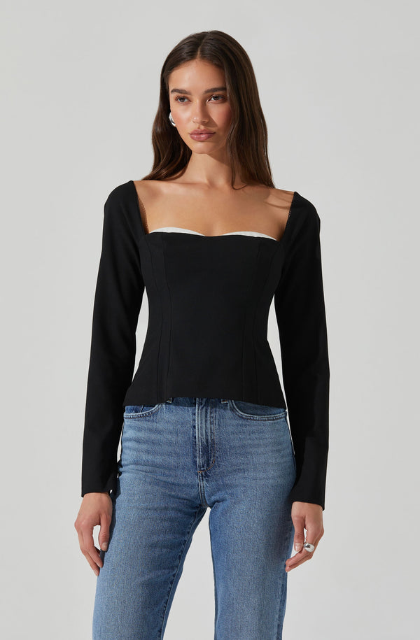 Astr The Label Whitley Peekaboo Contrast Top
