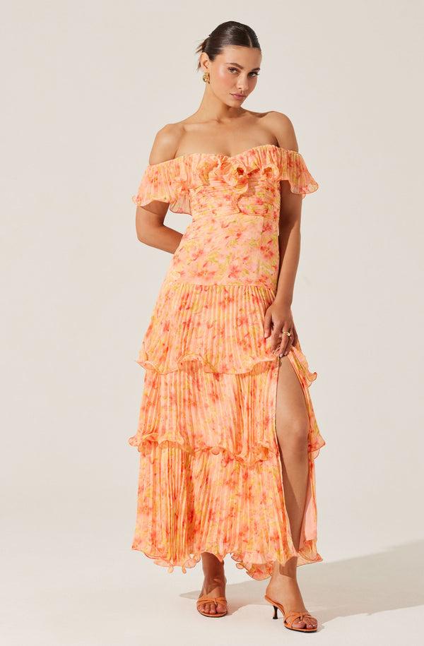 Astr The Label Wilder Pleated Tiered Maxi Dress