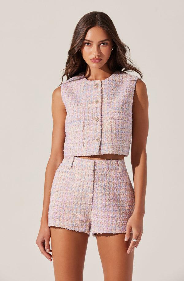 Astr The Label Wynn Cropped Tweed Vest