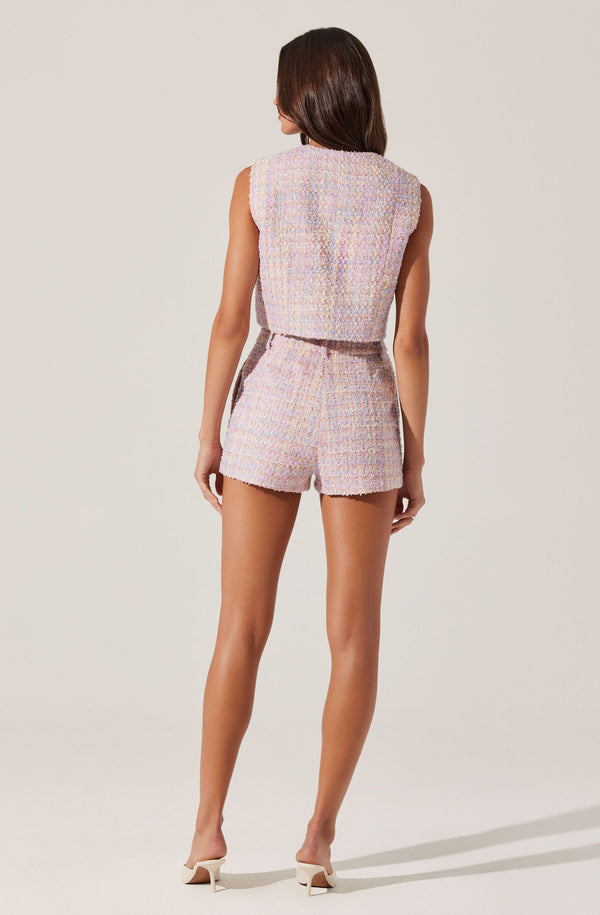 Astr The Label Wynn Cropped Tweed Vest