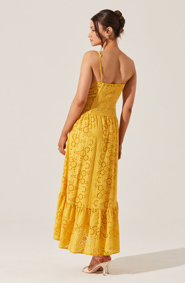 Astr The Label Yamila Eyelet Corset Midi Dress