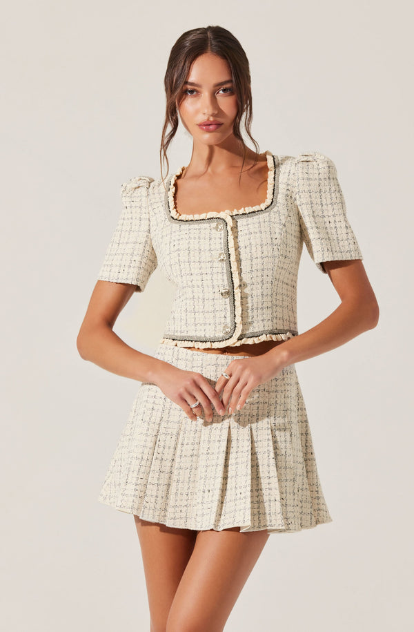 Astr The Label Zoela Contrast Trim Tweed Jacket