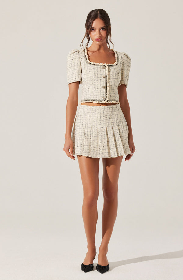 Astr The Label Zoela Contrast Trim Tweed Jacket