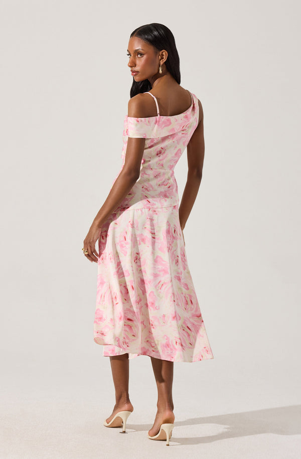 Astr The Label Asymmetric Shoulder Strap Midi Dress