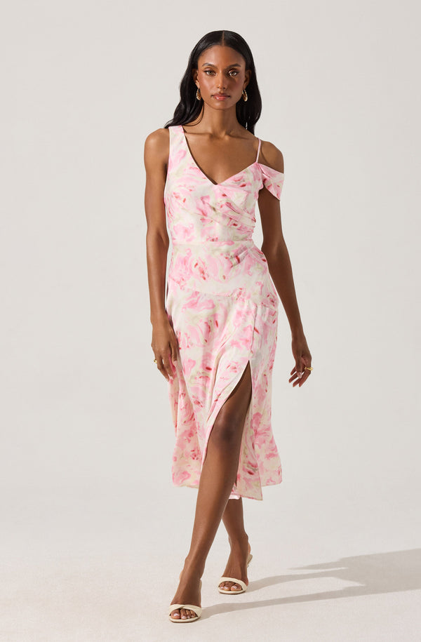 astr the label Asymmetric Shoulder Strap Midi Dress