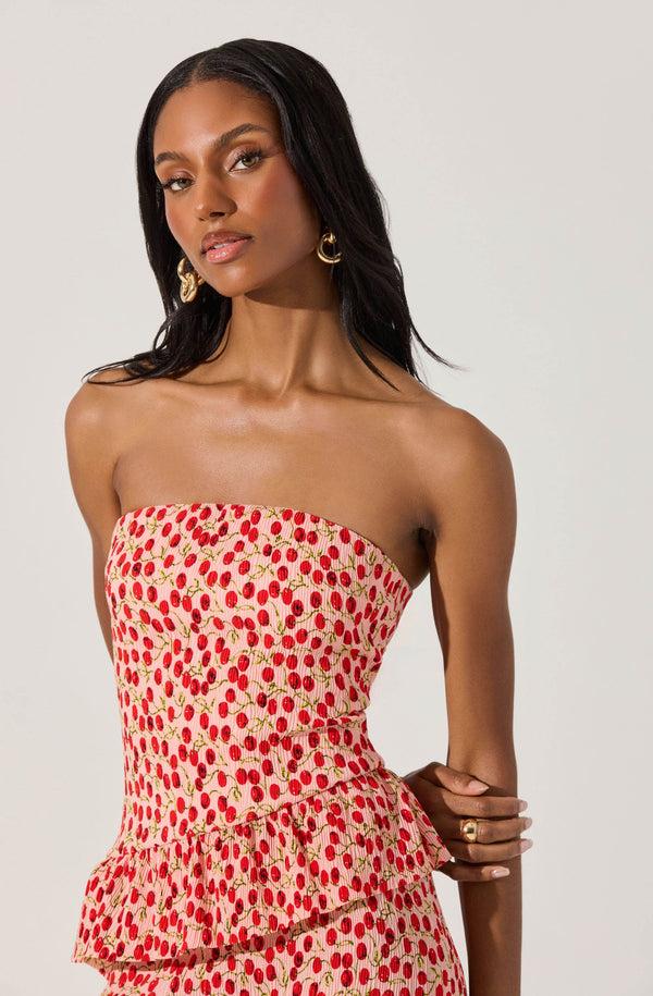 Astr The Label Asymmetrical Tiered Ruffle Midi Dress