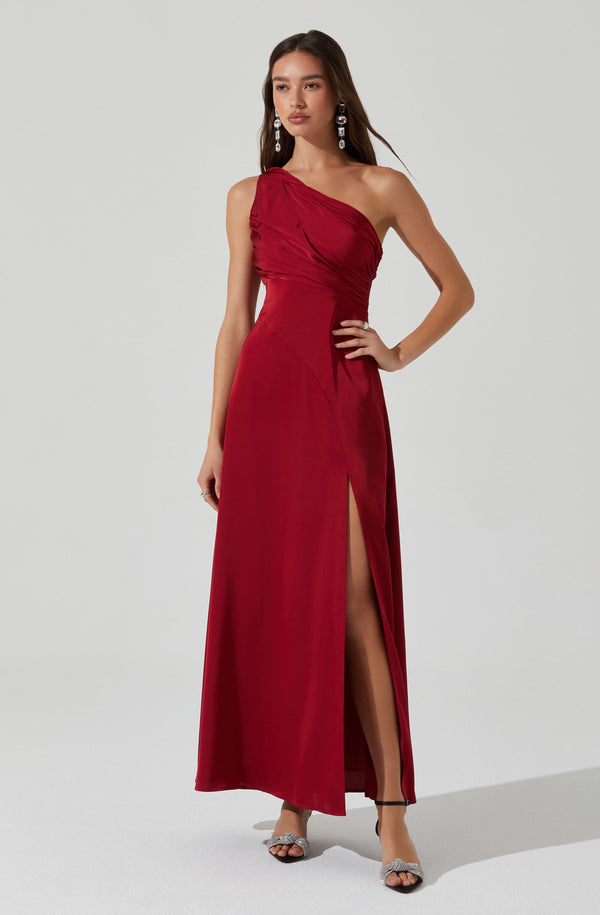 astr the label Atoila One Shoulder Satin Maxi Dress