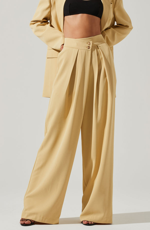 Astr The Label Boyfriend Criss Cross Pleated Wide Leg Pants