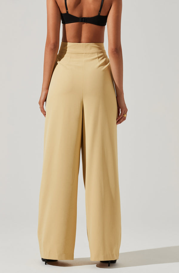 Astr The Label Boyfriend Criss Cross Pleated Wide Leg Pants
