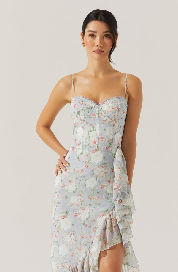 Astr The Label Brisbane Asymmetrical Floral Midi Dress