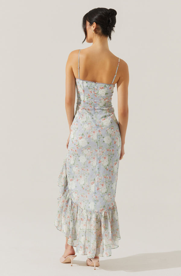 Astr The Label Brisbane Asymmetrical Floral Midi Dress