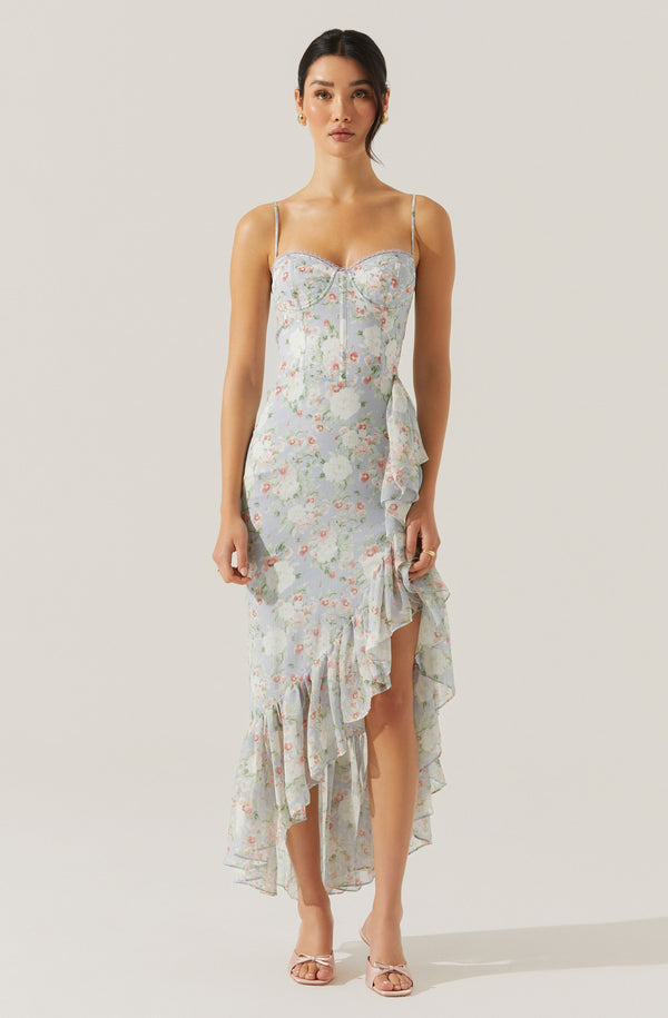 Astr The Label Brisbane Asymmetrical Floral Midi Dress