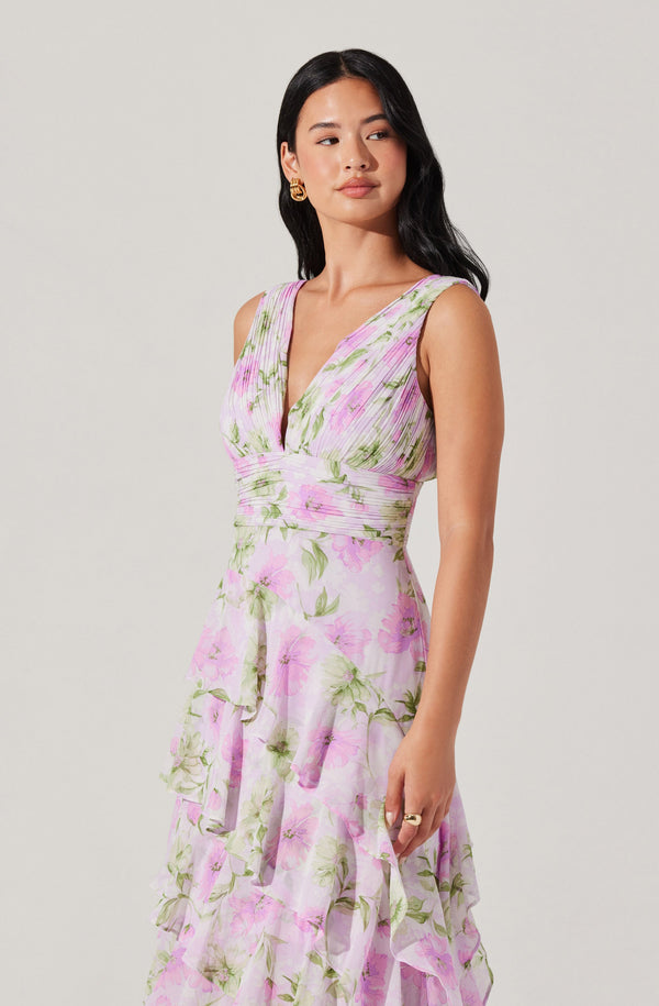 Astr The Label Cytherea Asymmetric Ruffle Midi Dress