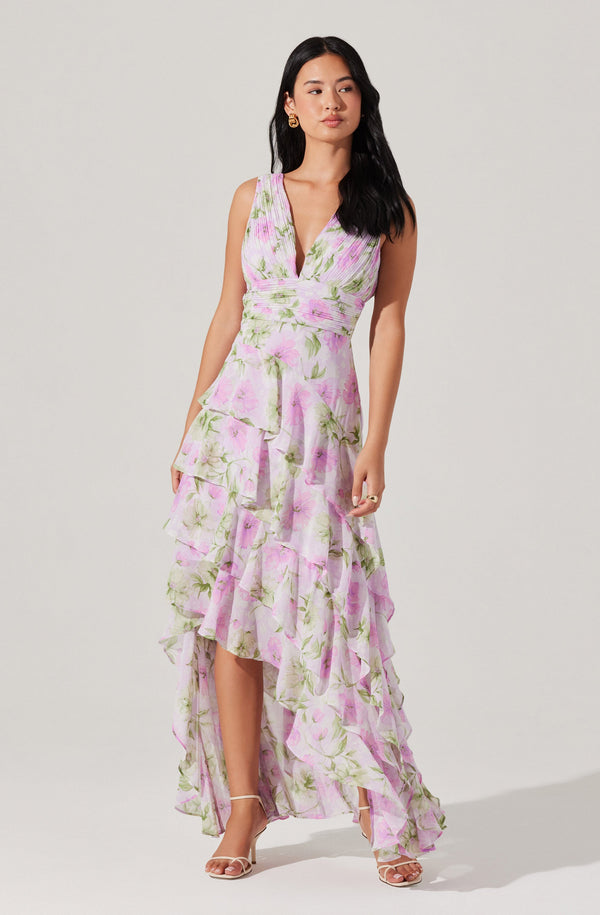 astr the label Cytherea Asymmetric Ruffle Midi Dress