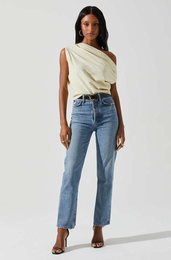 Astr The Label Devin Sleeveless One Shoulder Sweater