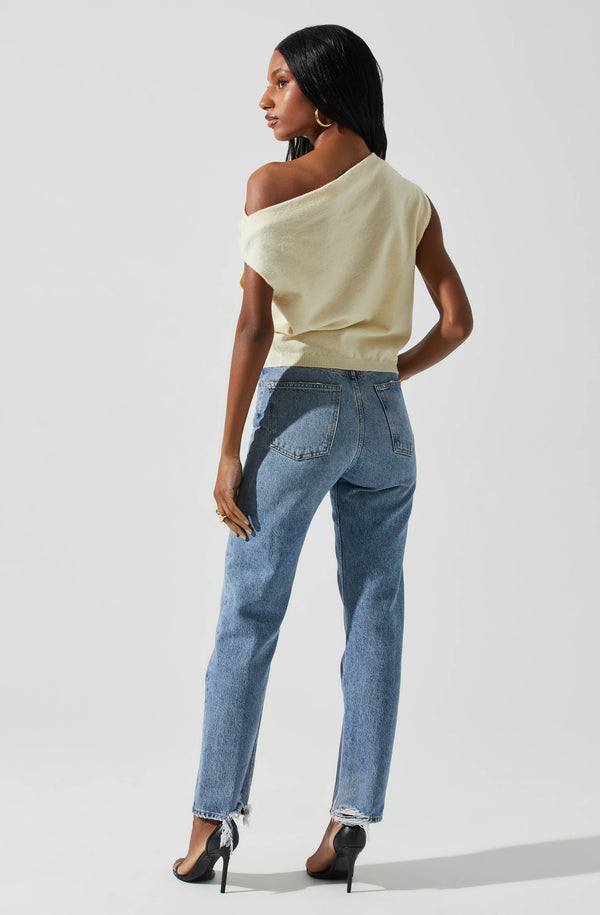Astr The Label Devin Sleeveless One Shoulder Sweater